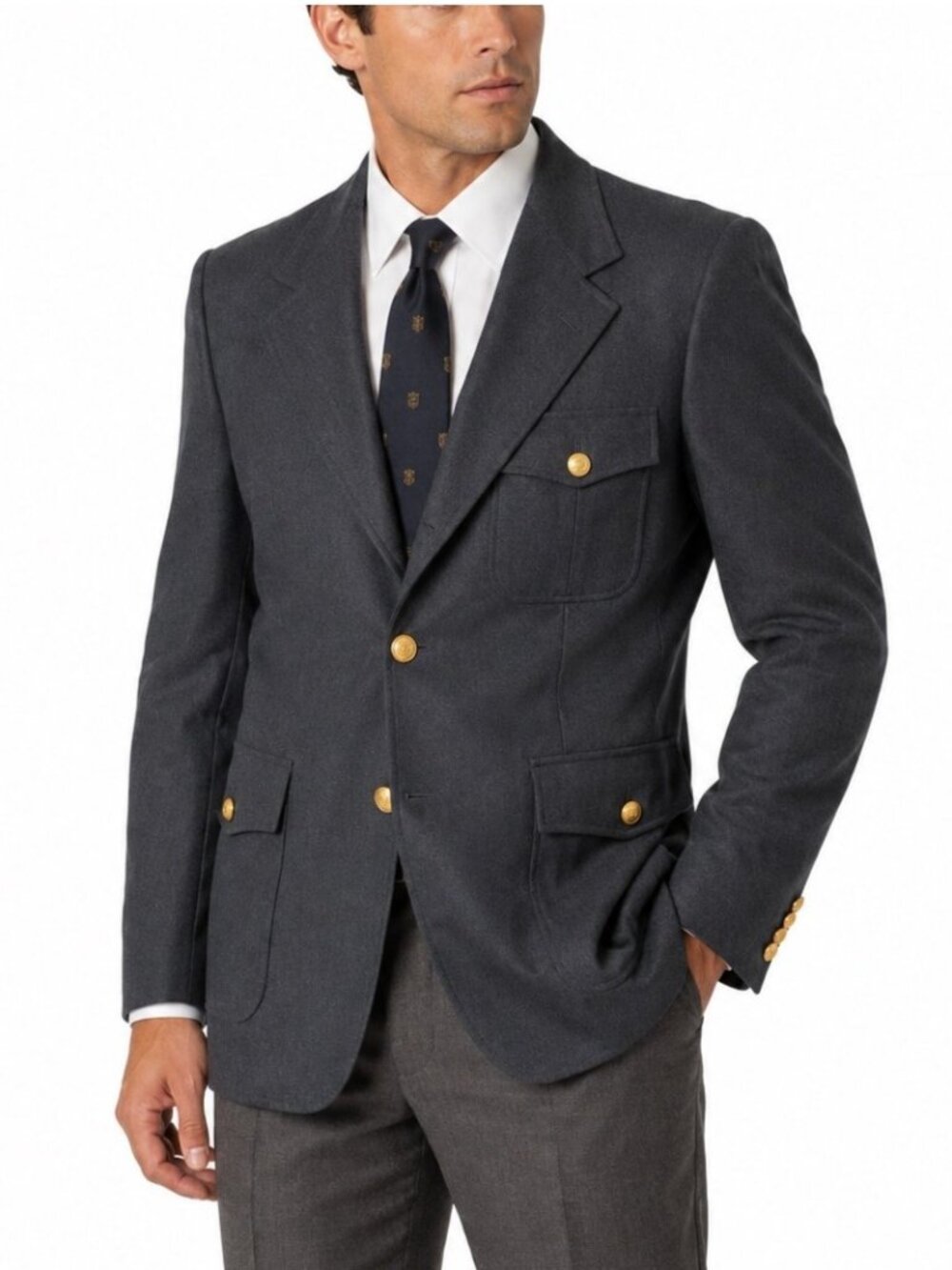 Paul Bellino Macys Jacket 42 Gray Naval Military Officer Commander Heritage VTG